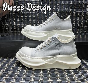 Casual Shoes Owees Design Embroidered Platform Canvas Men's And Women's Round Toe Lace-up Chunky Soles Handmade High Quality Sneakers