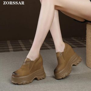 Casual Shoes Brown Wedge Women Sneakers Spring Autumn Hidden Heels Ladies Loafers Comfort Wedges Platform Kvinna
