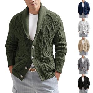 Jackets masculino Sweater Mens cor sólida Slim Fit manga longa Casaco de malha de malha outono/inverno Cardigan para homens