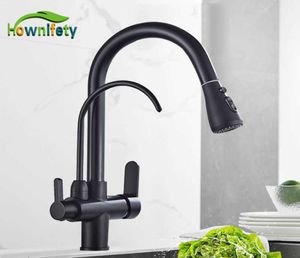 Gold BlackChrome Kithcen Purified Faucet Pull Out Water Filter Tap 23 Way Torneira Cold Mixer Sink Crane Kitchen Drink 2107244521018