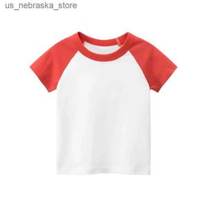 T-shirts 2024 Camiseta branca de cor sólida para meninos meninas de manga curta Roupas de algodão Tops de verão Roupas 10y Q240418
