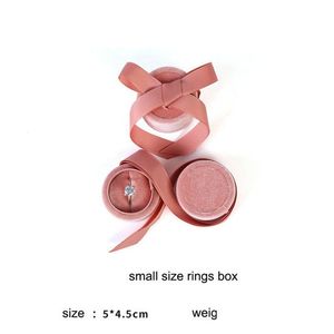 Scatole di gioielli Veet Ring Box Round Wedding Calco per pendente Orecchini di stoccaggio con cerimonia di coinvolgimento della proposta del nastro Gi dhgarden dhq5h