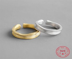 Einzigartiger 925 Sterling Silber Ring mit unregelmäßigen konkaven und konvexen Oberflächenmatt -Drawline -Mode Einfache Persönlichkeit Schmuck Cluste8312796