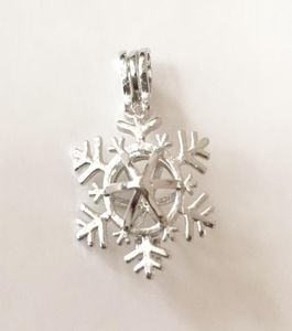 Christmas Snowflake Style Locket Cage Pingente pode abrir pingente de contas de pérolas, subindo a pulseira de colar de bricolage