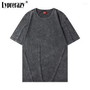 Magliette da uomo lyprerazy cinese in stile cinese ricamato a maniche corte a maniche corte estate in cotone top tees