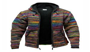 Laamei maschere di moda maglione di moda cardigan arcobaleno giacca a strisce maglieria giacca con cappuccio autunno cappotto a maglia retrò 2011231764425