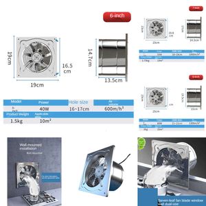 6/7/8inch Inline Extractor Exhaust fan Ventilation Pipe Fan Bathroom Kitchen Wall Window Stainless Steel Attic Ventilator