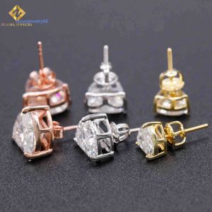 Zuanfa Jewelry Heart Shape VVS GRA証明書Moissanite Diamond Sterling Silver Screw Back Stud Hip Hop Earrings