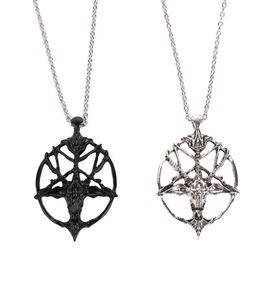 Fashion Pentagram Pan God Skull Goat Head Pendant Chain Halsband Unisex Luck Alloy Retro Vintage Jewelry8646506