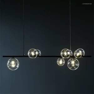 Żyrandole przezroczyste szklane bąbelki LED sufit żyrandol wyposażenie oświetlenia salonu restauracyjna sypialnia nowoczesne sznur hanglamp regulowany loft deco