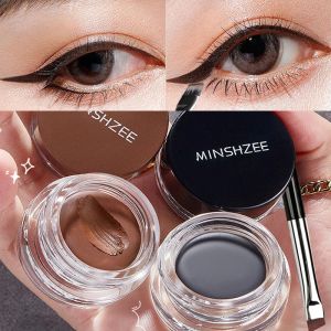 Eyeliner Black Brown Brack Eyeliner Crema impermeabile asciugatura rapida Eye Luci Eye Gel Non fiorente Strumenti per il trucco per ombretti con set di pennelli