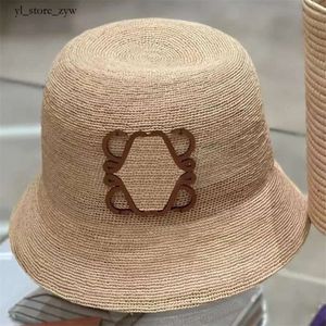 Loeweee Hats Stroh Sommerleue Eimer Hüte Designer Raffia Bonnets für Frauen Herren Beach-Hut Gras gewebt
