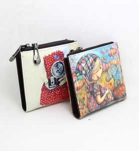 Ny Brand Designer Creative Painting Wallet for Women Short Zipper Coin Purse Fancy Pu Leather Plånböcker Små Handy Bag Ladies8862568