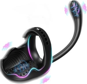 Vibrerande kuk ring sex leksaker män prostata massager testiklar leksaker manlig vibrator, app vuxen analsex leksaker vibrerande rumpa plugg, silikon penis ring vibratorer stimulator