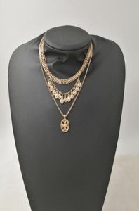 Modemärke Punk Metal Chain Coin Chokers Halsband för kvinnor Vintage smycken Gold Cross Pendants Halsband chunky halsband3984722