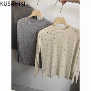 Женские футболки T kusahiki Spring/Summer футболка 2024 Круглая шея в горошек.