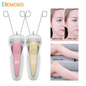 Mini Electric Hair Remover Gesichtshaarentfernung Füffer Frauen Schönheit Epilator Körperarm Baumwollfaden Depilator LCD Display 240418