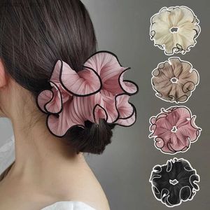 Hair Rubber Bands Ponytail frame agarose edge hair loop oversized pleats sweet hair rope wrinkles chiffon mesh handmade hair accessories Y240417