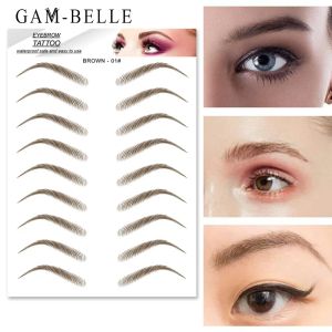 Enhancers GAMBELLE 4D Hair Like Eyebrows Makeup Waterproof Eyebrow Tattoo Sticker Long Lasting Natural Fake Eyebrow Stickers Cosmetics