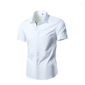 Men's Dress Shirts Plain Fashion Man 2024 Men Short Sleeve Shirt Male Clothing Mens Luxury Elegant Summer Social