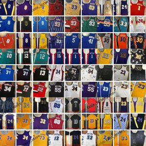 Echter genähter West All-Team-Basketball-Jersey Iverson 24bryant Payton Drexler Kemp Allen Garnett McGrady Anthony Bibby Morant Curry Drexler Nash Stockton Charles