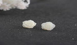 Stud 925 Orecchini in argento sterling Post White Mother of Pearl Rose Flower 10mm 8mm2801066