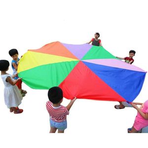 Kinder im Freien Sport Fallschirm Toys Outdoor Camping Interaktives Spielzeug Regenbogen Regenschirm Jump-Sack-Ballute-Spiel für Kinder Kindergarten 240408