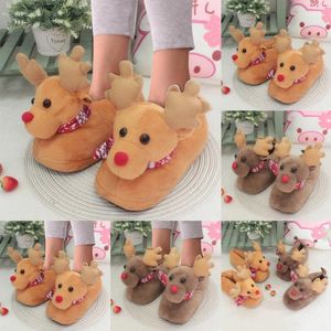 Slippers Cute Cartoon Elk Cotton Fashion Funny Cover Heel Flat Bottom Soft Comfort Home Shoes Winter Warm For Women