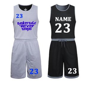 DIY koszulki do koszykówki Ustaw mundury Zestawy Dziecko Mężczyźni Reversible Basketball Shorts Suit Suit Ubrania podwójna sportowa 80402