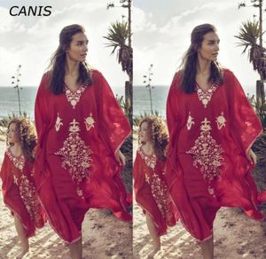 Мать -дочь Sumemr Boho Kaftan Dress Women Beach Cover Up Up Caftan Maxi Hown Sarongs8962268