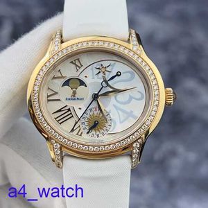 Fashion AP Wrist Watch Série Millennium 77315 ou Diamante original 18K Material de ouro rosa Branco Fritillaria Data dinâmica de armazenamento dinâmico Lua Display