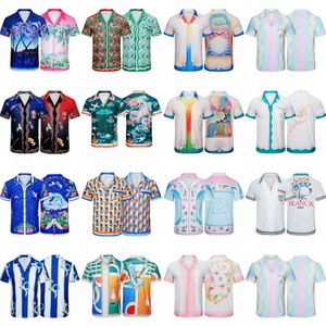 Camisa de mangas curtas de Casablanca na praia havaiana praia viagens de férias de moda retro camisa de flor 5/4 manga