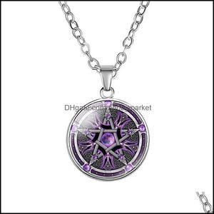 Hänge halsband 10pc personlighet pentagram wicca hänge halsband occt charm zinc legering glas po smycken sier pendants halsband dro oteoy