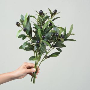 Decorative Flowers 1/3pcs Artificial Olive Green Leaves Tree Branches Fake Plant For Flower Arrangement Home Decor Greens Christmas