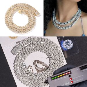 Colar de grife Colar de corrente de ligação cubana para homens Mulheres banhadas prata de ouro largo 12 mm 14mm Moissanite Diamond Hip Hop Masculina Personaliza gargantilha Mulheres Presente