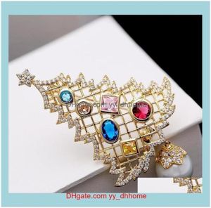 Pins Brooches Jewelry Winter Pearl Series Ochre Christmas Tree Pine Brooch Luxury Temperament Ladies Pin Aessories64728425994800