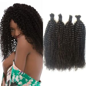 Bulks Peruansk Human Hair Bulk No Weft Afro Kinky Curly Natural Color Bulk Hair 4 Bunds For African American Fdshine