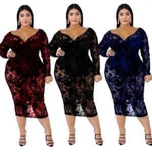 Casual Dresses Fat Woman Sexy V-neck Lace Dress