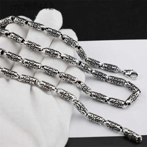 Ch Kro Hollow Cross Flower Thick Chain Necklace Punk Style Versatile Thai Silver for Men and Women