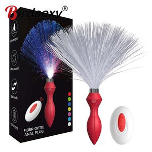 Anal Butt Plug Vibrator Sexiga leksaker för män Kvinnor Gay Wireless Remote Control G Spot Vibrators Blinkande lätt prostatasmassage