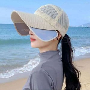 Visors Retractable Large Brim Sunscreen Hat Fashion Anti-UV Breathable Baseball Mesh Outdoor Sports Sun Protection Caps