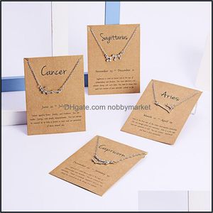 Pendant Necklaces 12 Constellation Zodiac Necklace Horoscope Sign Zircon Korean Jewelry Star Galaxy Libra Astrology Women Gift With Re Otc7E