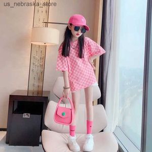 Girl's Dresses 1pc 2022 summer Girls long t shirt Dresses Baby Bottom Casual teenager Kids Princess checked plaid Dress 6 7 8 9 10 11 12 years Q240418