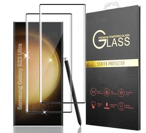 3D -krökt tempererat glasfodralvänligt skärmskydd för Samsung Galaxy S24 S23 Ultra S22 S21 S20 Ultra S10 Plus S9 Obs 20 Sidlimfilm Fingeravtrycksstöd