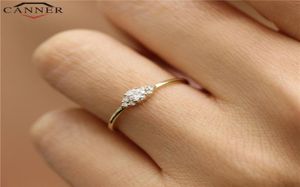 Trendy Thin Gold Silver Color Rings For Women Fashion Gold Zircon Ring Wedding Band Ring Jewelry Drop4419818