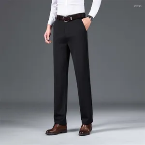 Herrbyxor män klär sommarlånga byxor affärsdräkt för mode elastiska midja mager casual kontor