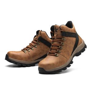 Boots Fashion Men High Top Work Shoes Steel Toe Anti Smashing Safety Shoes Kellaf Midsole Anti Piercing Foot Protection Martin Boots