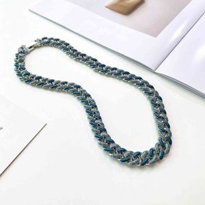 2021 Fashion Punk Cuba Necklace Couple blu Sky Blue Couple Ins Fashion Hip Hop Necclace346C