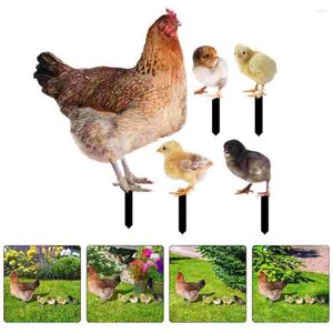 Dekoracje ogrodowe Hen Chick Ground Plug Stawka Znak Chicken Zwierzę Zwierzę akryl ozdoby dekoracji