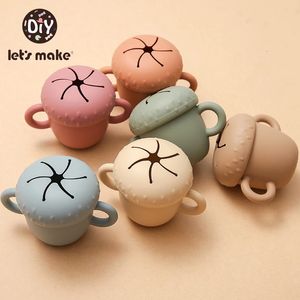 Lets Make Baby Silicone Snack Cup Cartoon Mushrooms Forma Antispill Container Food Grade Lagring Box 240412
